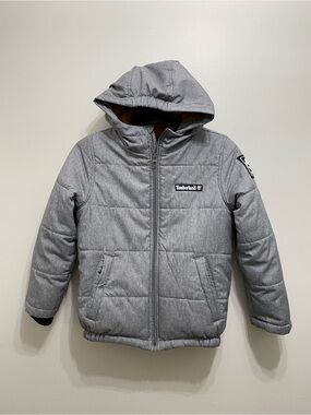 Timberland Kids Gray Hooded Puffer Coat